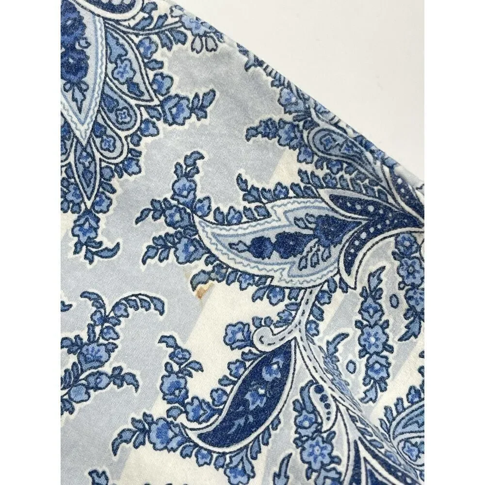 Ralph Lauren Striped Paisley Blue Full/double Sheet Set Flat Fitted Pillowcases